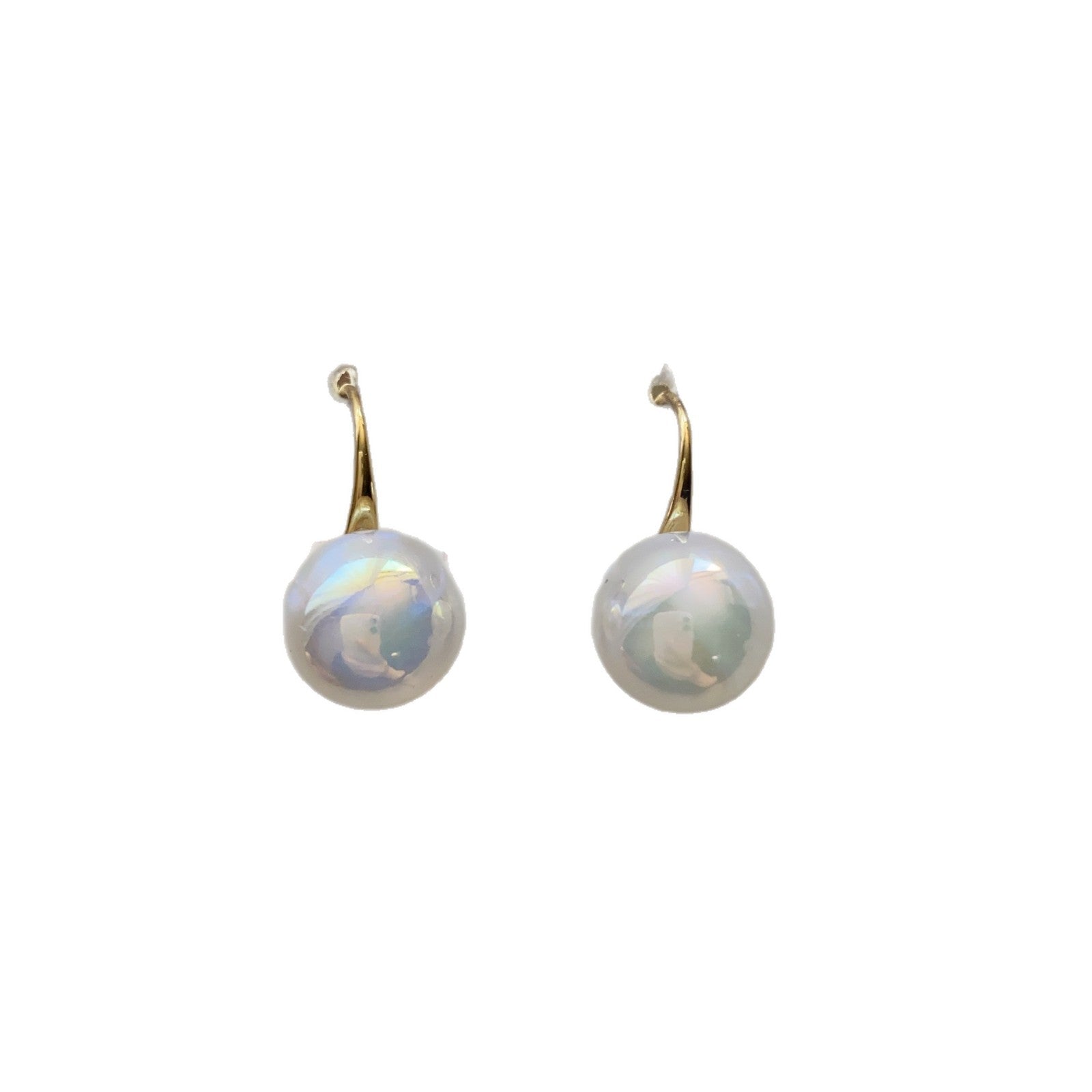 Geometric Stud Earrings For Women Featuring Gold Imitation Pearl And Turquoise Inlay With 925 Sterling Silver Posts