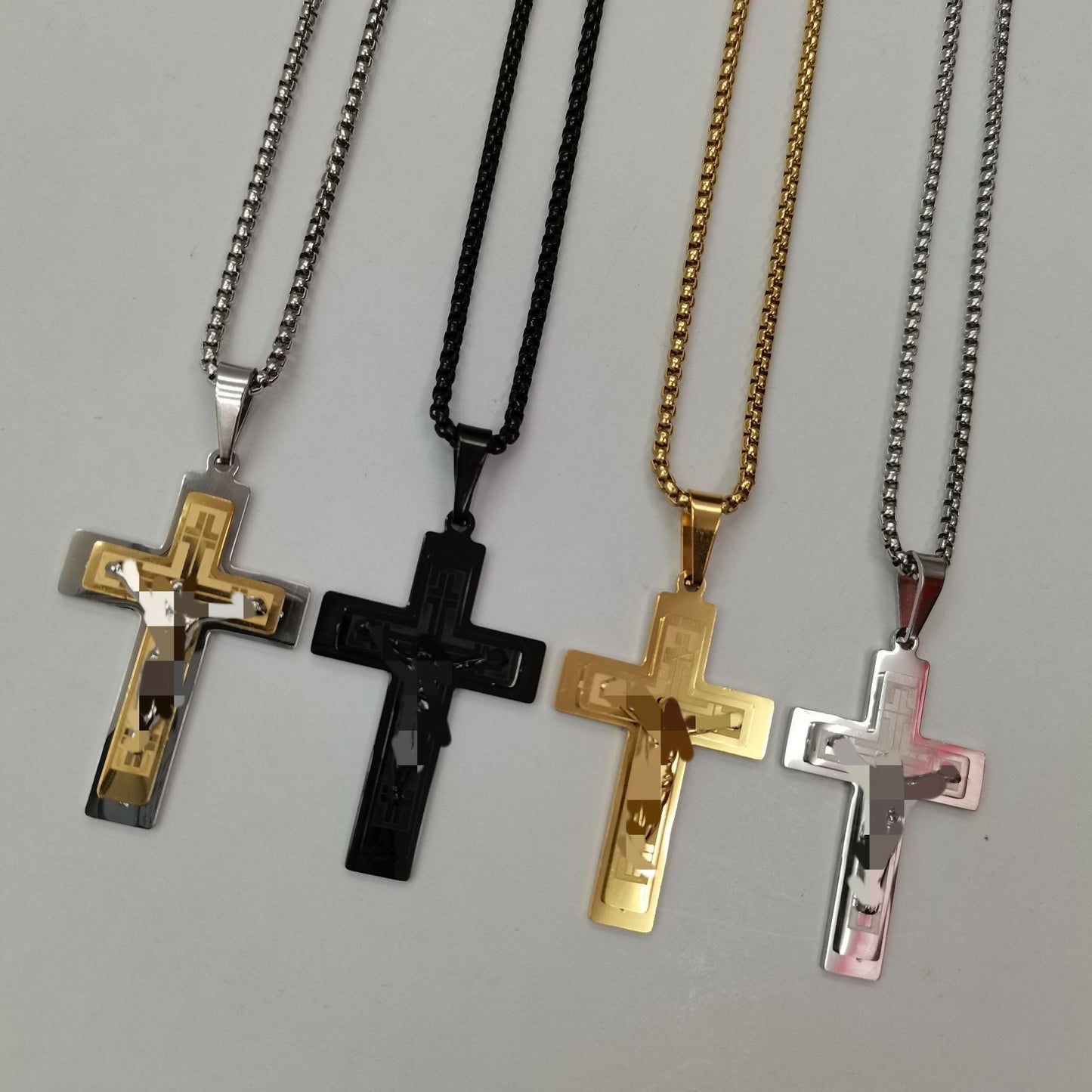 Men's Cross Pendant In 304 Stainless Steel With Steel Color Finish