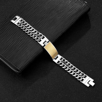 Men's Geometric Gold Bracelet In Stainless Steel Featuring Titanium Steel Chain With Electroplated Finish