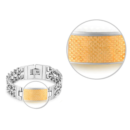 Men's Geometric Gold Bracelet In Stainless Steel Featuring Titanium Steel Chain With Electroplated Finish