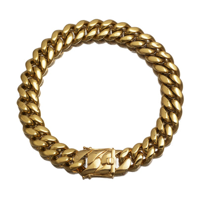 Geometric Men's Hip-Hop Cuban Chain Link Necklace In 18K Real Gold Plated Titanium Steel With Cuban Link Chain Curb Chain