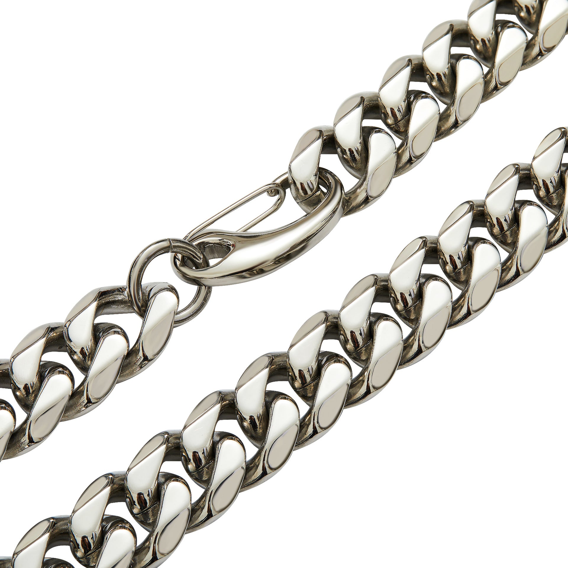 Men's Cuban Chain Link Necklace In Steel Color, Made Of Durable Titanium Steel With Classic Cuban Link Curb Chain Design