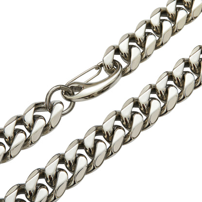 Men's Cuban Chain Link Necklace In Steel Color, Made Of Durable Titanium Steel With Classic Cuban Link Curb Chain Design