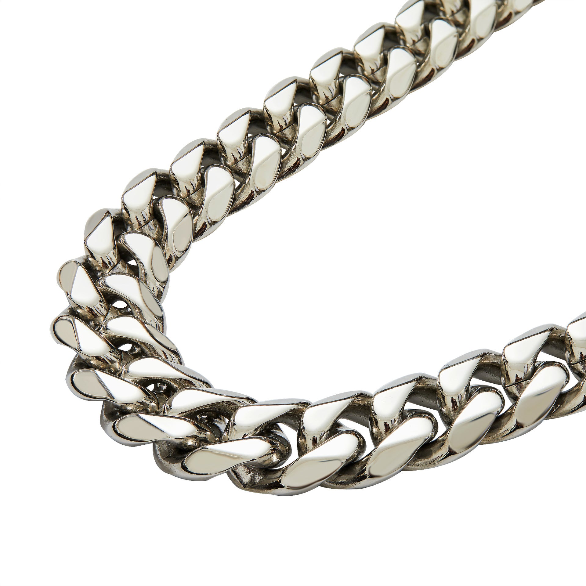 Men's Cuban Chain Link Necklace In Steel Color, Made Of Durable Titanium Steel With Classic Cuban Link Curb Chain Design