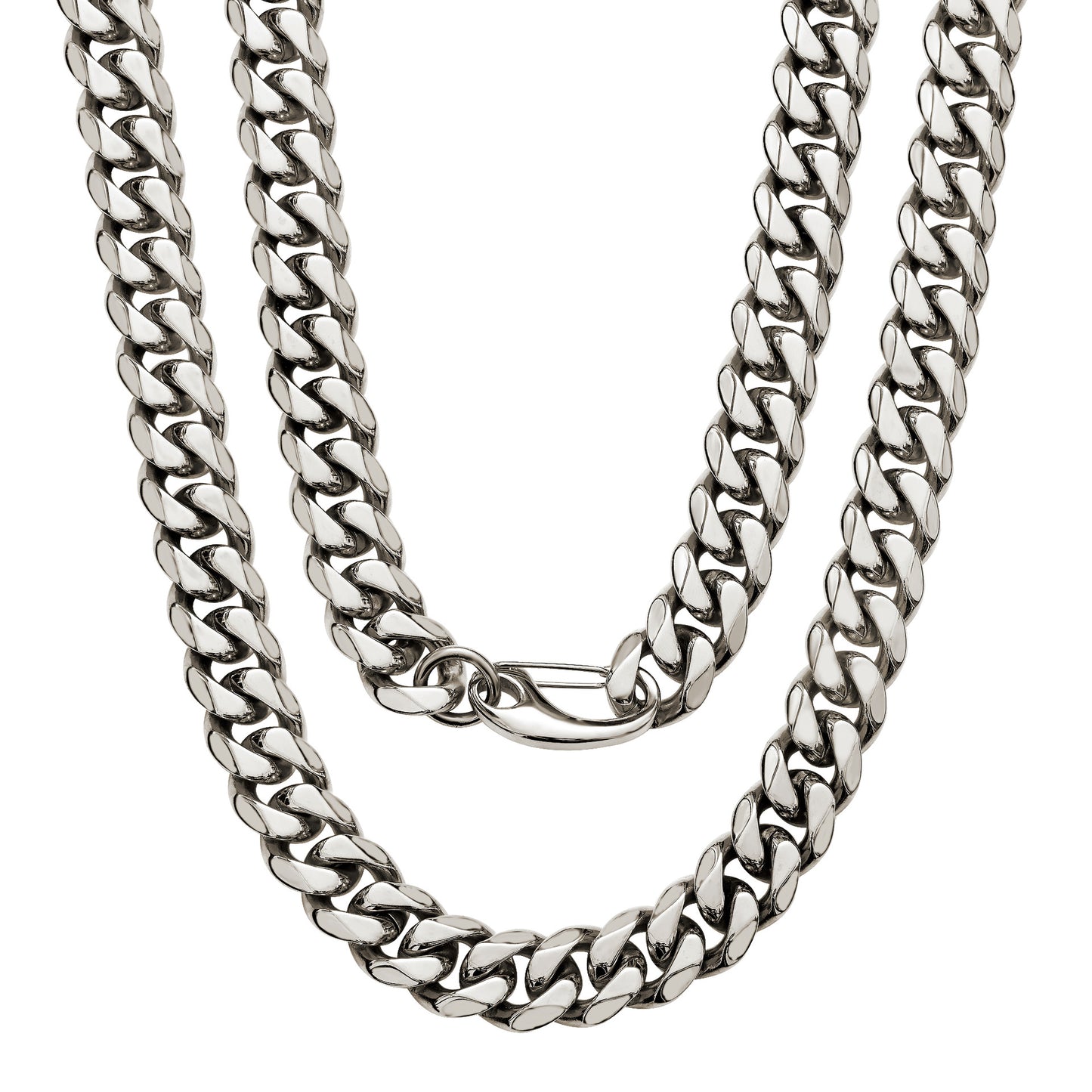 Men's Cuban Chain Link Necklace In Steel Color, Made Of Durable Titanium Steel With Classic Cuban Link Curb Chain Design