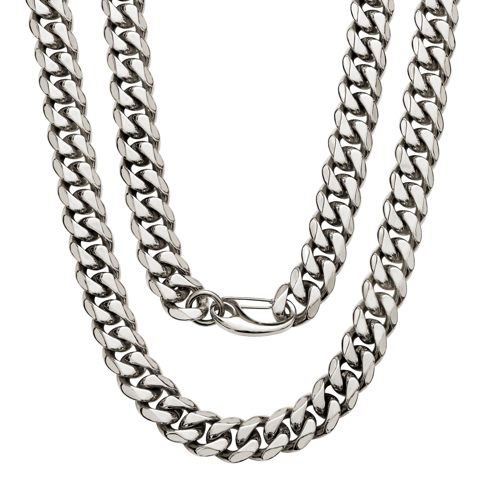 Men's Cuban Chain Link Necklace In Steel Color, Made Of Durable Titanium Steel With Classic Cuban Link Curb Chain Design