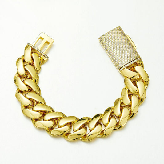 Geometric Cuban Chain Link Necklace In 304 Stainless Steel With Zircon Inlay, 14K Real Gold Plated, Unisex Cuban Link Chain Curb Chain
