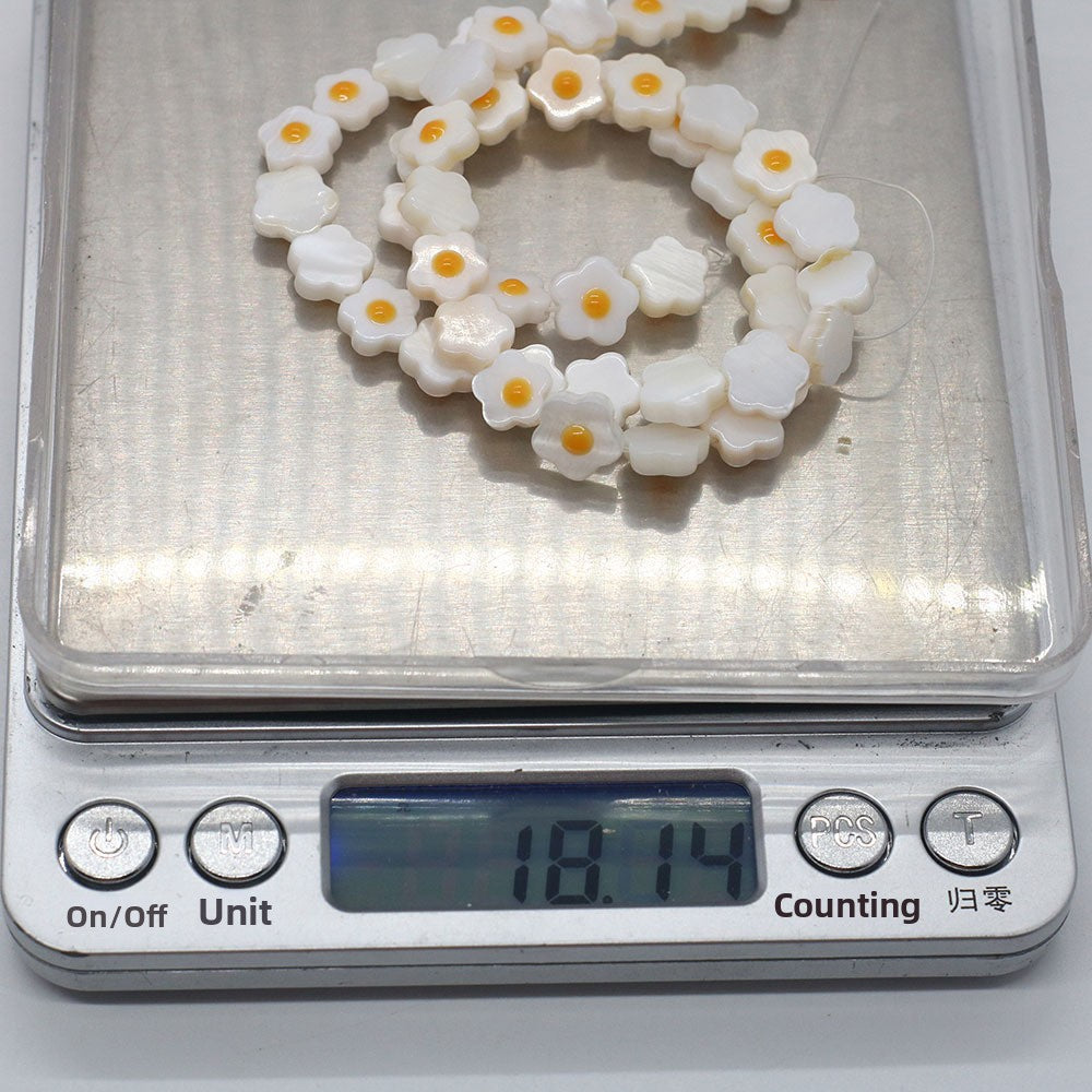 Natural Shell Flowers Beads For Jewelry Making, Diameter 6 Mm, Center-Drilled, Featuring Enamel Craft