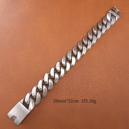 Handmade Hip-Hop Lines Bracelets In Stainless Steel With Titanium Steel Chain, Unisex Design
