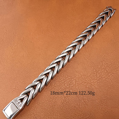 Handmade Hip-Hop Lines Bracelets In Stainless Steel With Titanium Steel Chain, Unisex Design