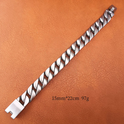 Handmade Hip-Hop Lines Bracelets In Stainless Steel With Titanium Steel Chain, Unisex Design