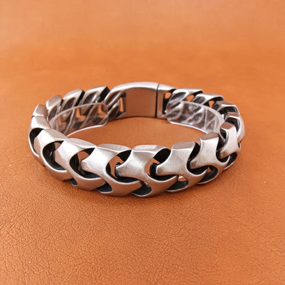 Handmade Hip-Hop Lines Bracelets In Stainless Steel With Titanium Steel Chain, Unisex Design