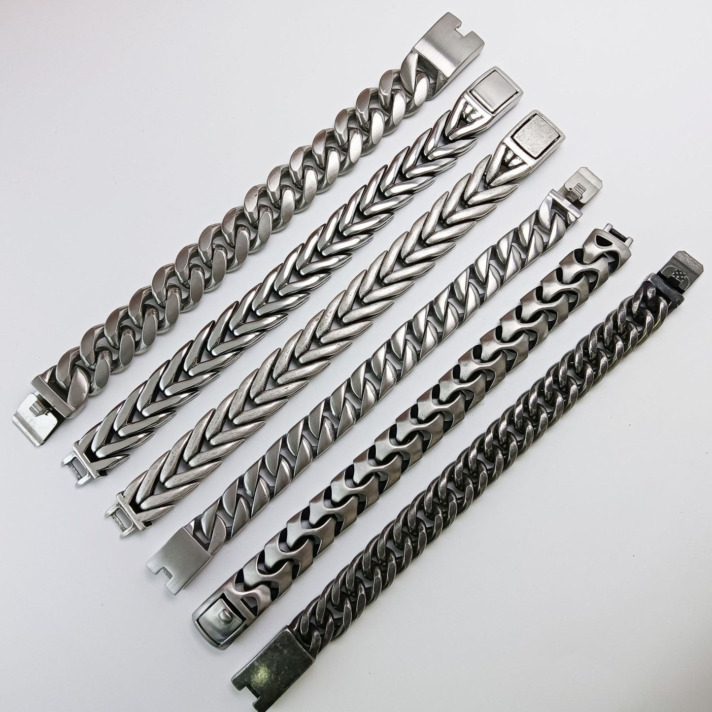 Handmade Hip-Hop Lines Bracelets In Stainless Steel With Titanium Steel Chain, Unisex Design