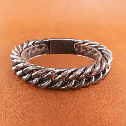 Handmade Hip-Hop Lines Bracelets In Stainless Steel With Titanium Steel Chain, Unisex Design
