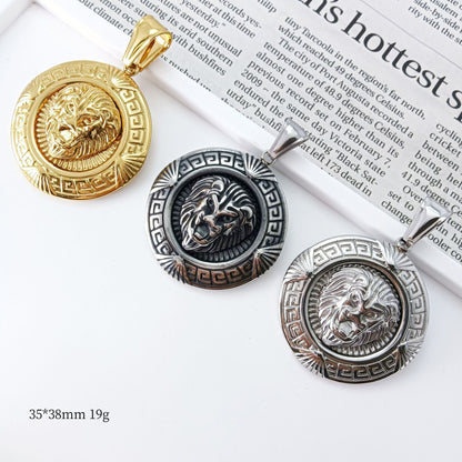 Simple Style Lion Pendant In Steel Color, Electroplated 304 Stainless Steel With Polished Finish