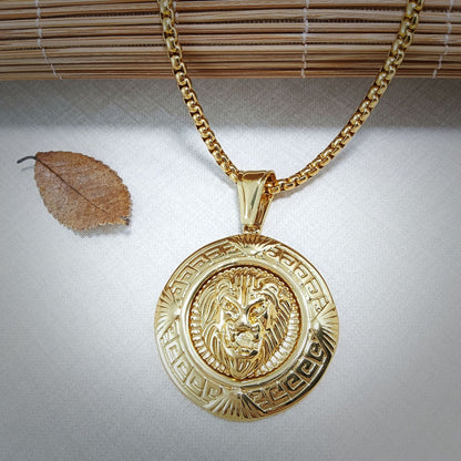 Simple Style Lion Pendant In Steel Color, Electroplated 304 Stainless Steel With Polished Finish