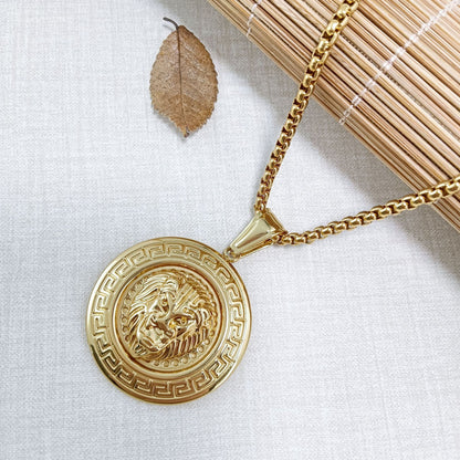 Simple Style Lion Pendant In Steel Color, Electroplated 304 Stainless Steel With Polished Finish