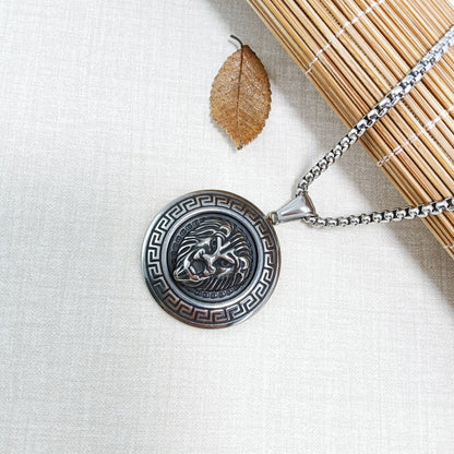 Simple Style Lion Pendant In Steel Color, Electroplated 304 Stainless Steel With Polished Finish