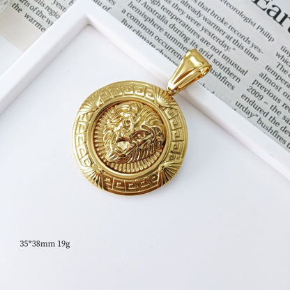 Simple Style Lion Pendant In Steel Color, Electroplated 304 Stainless Steel With Polished Finish