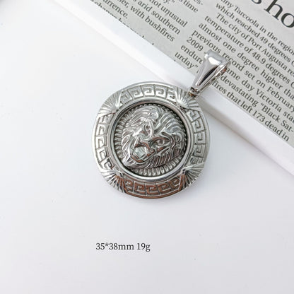 Simple Style Lion Pendant In Steel Color, Electroplated 304 Stainless Steel With Polished Finish