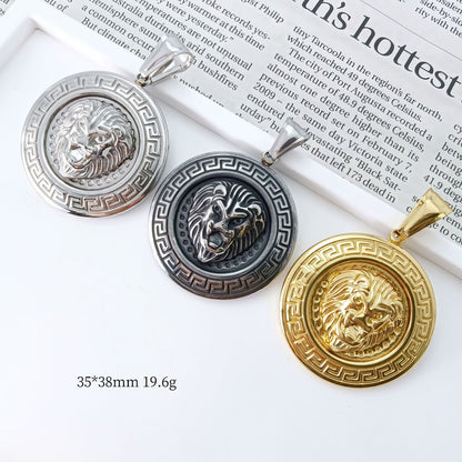 Simple Style Lion Pendant In Steel Color, Electroplated 304 Stainless Steel With Polished Finish