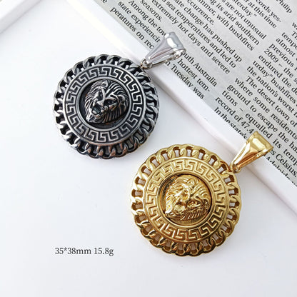 Simple Style Lion Pendant In Steel Color, Electroplated 304 Stainless Steel With Polished Finish