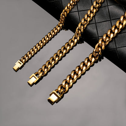 Men's Geometric Hip-Hop Necklace With Titanium Steel Cuban Link Chain Featuring Electroplated Finish