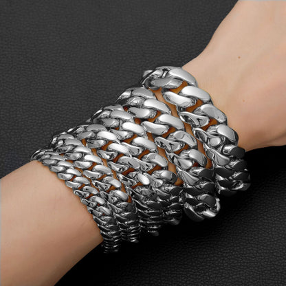 Unisex Geometric Cuban Chain Link Necklace In Steel Color, 304 Stainless Steel With Zircon Inlay, Featuring Cuban Link Chain Curb Chain