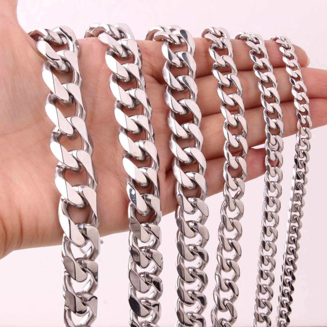 Men's Irregular Faceted Silver Necklace Featuring Durable Titanium Steel Chain