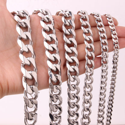 Men's Irregular Faceted Silver Necklace Featuring Durable Titanium Steel Chain