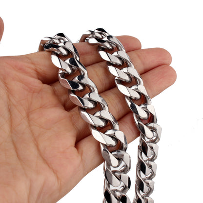 Men's Irregular Faceted Silver Necklace Featuring Durable Titanium Steel Chain