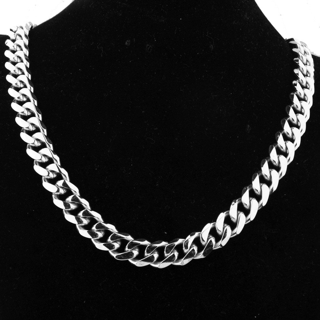 Men's Irregular Faceted Silver Necklace Featuring Durable Titanium Steel Chain