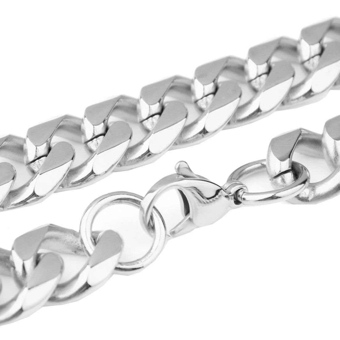 Men's Irregular Faceted Silver Necklace Featuring Durable Titanium Steel Chain