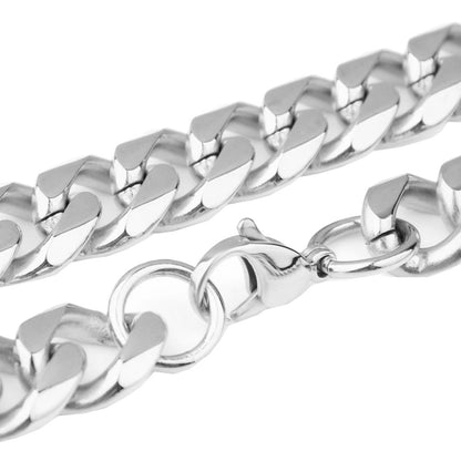 Men's Irregular Faceted Silver Necklace Featuring Durable Titanium Steel Chain