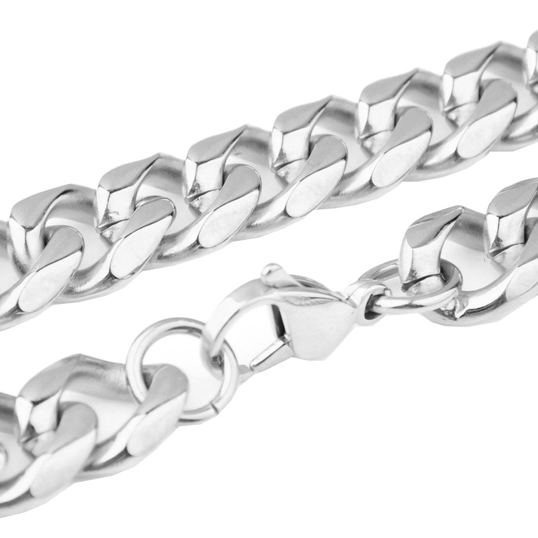 Men's Irregular Faceted Silver Necklace Featuring Durable Titanium Steel Chain