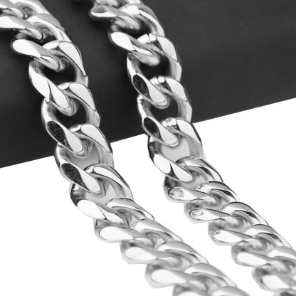 Men's Irregular Faceted Silver Necklace Featuring Durable Titanium Steel Chain