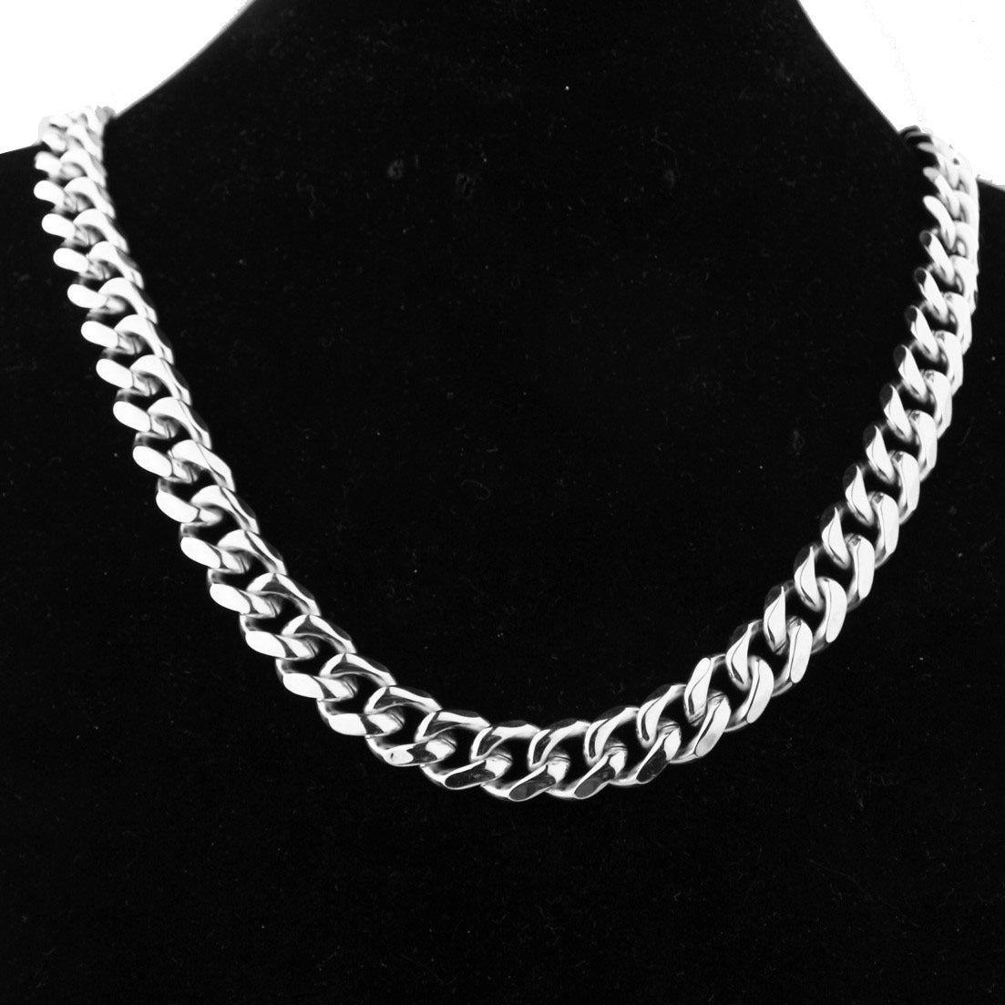 Men's Irregular Faceted Silver Necklace Featuring Durable Titanium Steel Chain