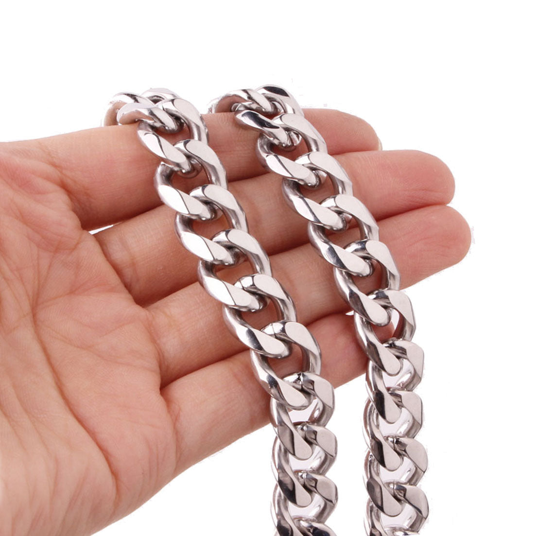 Men's Irregular Faceted Silver Necklace Featuring Durable Titanium Steel Chain