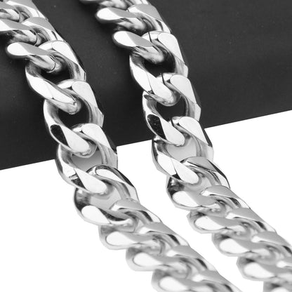 Men's Irregular Faceted Silver Necklace Featuring Durable Titanium Steel Chain