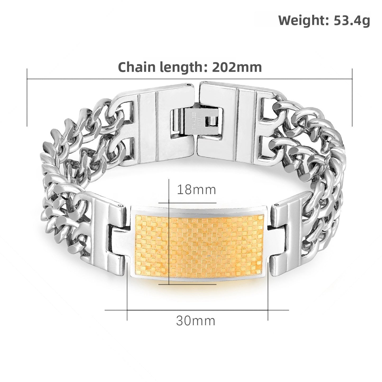 Men's Geometric Gold Bracelet In Stainless Steel Featuring Titanium Steel Chain With Electroplated Finish