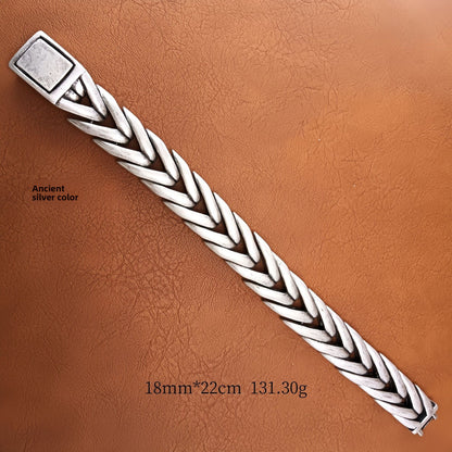 Handmade Hip-Hop Lines Bracelets In Stainless Steel With Titanium Steel Chain, Unisex Design