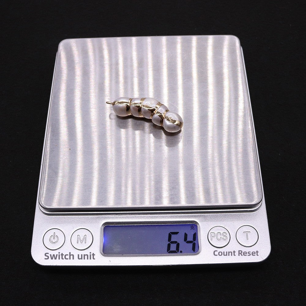 Peanut Pendant Featuring Polished Freshwater Pearl Inlay In Natural Baroque Style