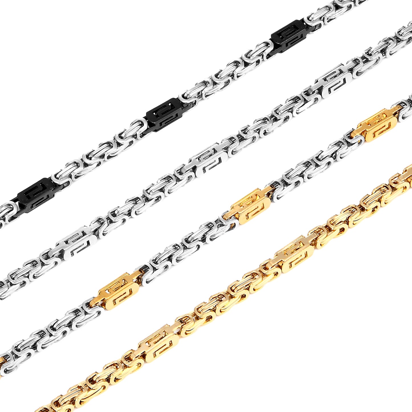 Handmade Geometric Necklace In Steel Color With Titanium Steel Pendant And Paperclip Chain