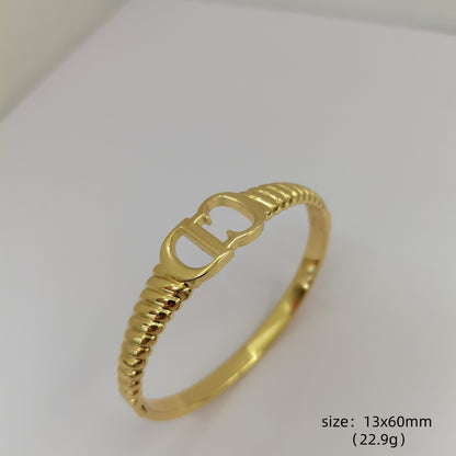 Round Bangle For Women In 304 Stainless Steel With Electroplated Gold Plating