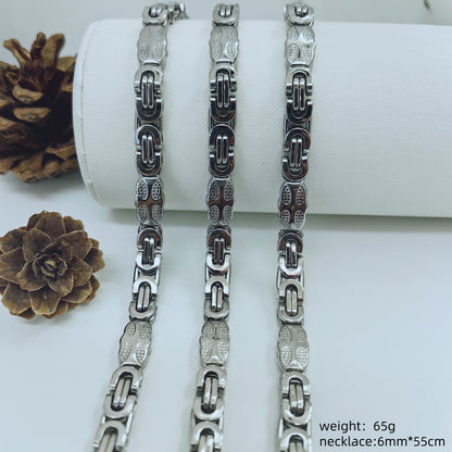 Handmade Geometric Necklace In Steel Color, Electroplated Titanium Steel Pendant, Unisex Design