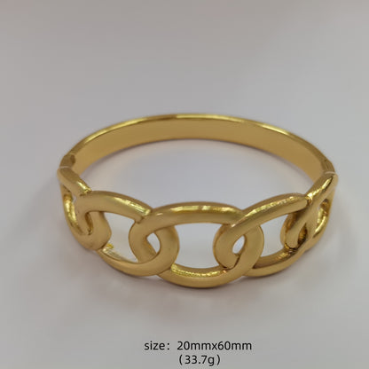 Round Bangle For Women In 304 Stainless Steel With Electroplated Gold Plating