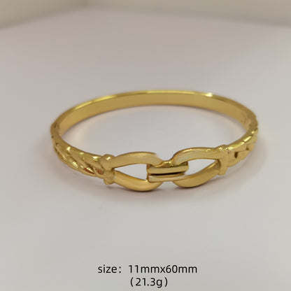 Round Bangle For Women In 304 Stainless Steel With Electroplated Gold Plating