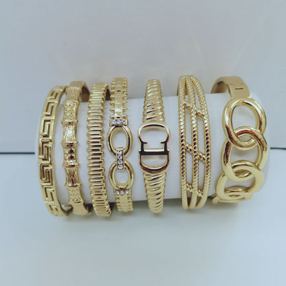 Round Bangle For Women In 304 Stainless Steel With Electroplated Gold Plating
