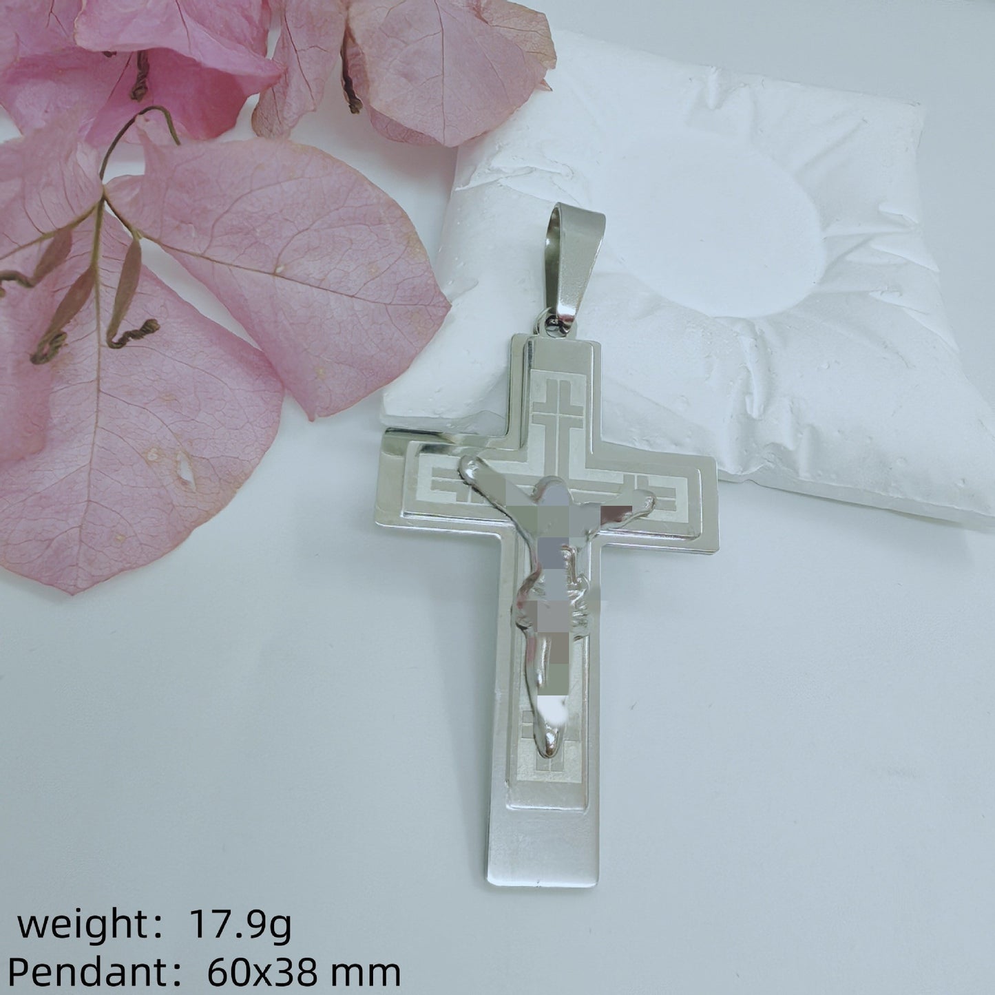 Men's Cross Pendant In 304 Stainless Steel With Steel Color Finish