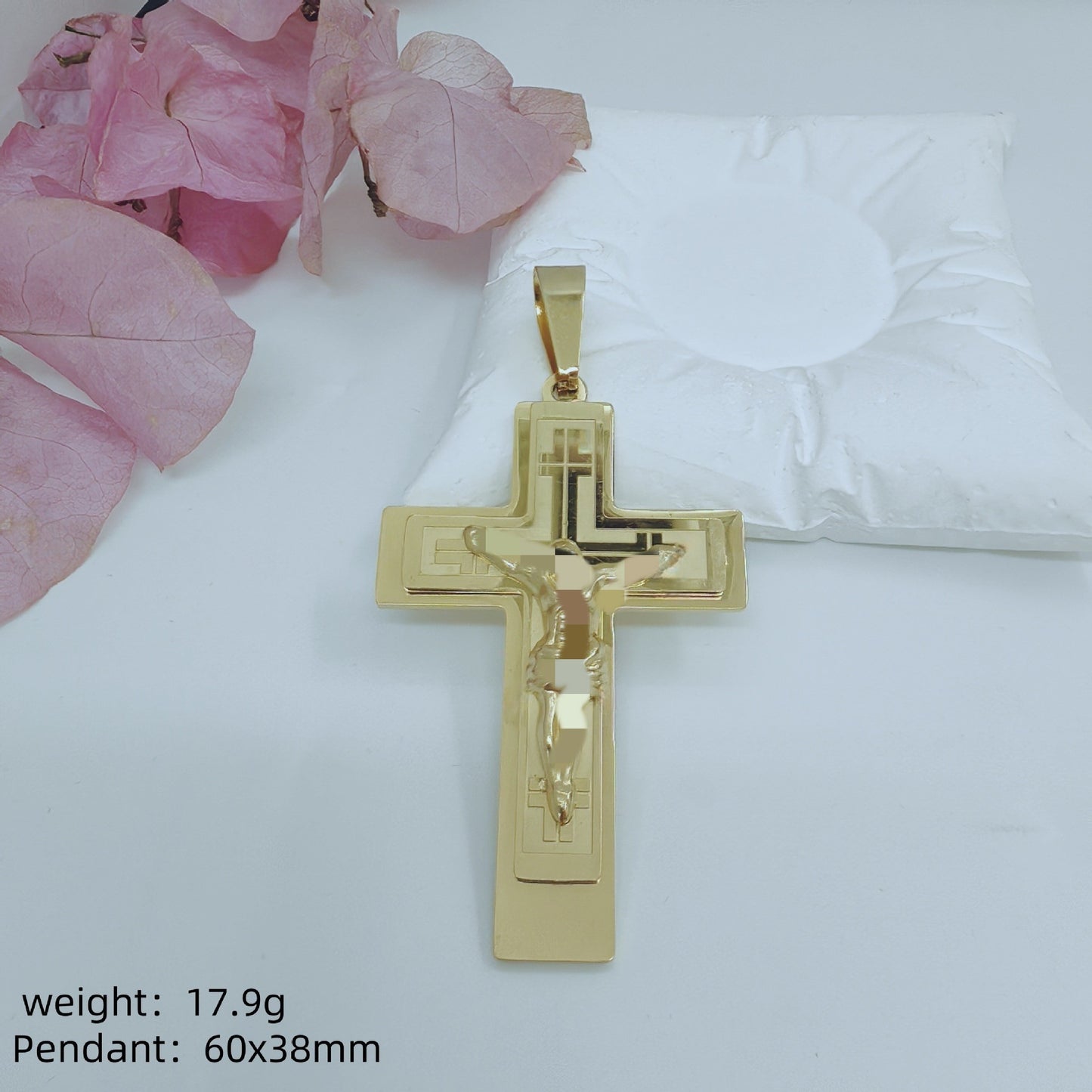 Men's Cross Pendant In 304 Stainless Steel With Steel Color Finish